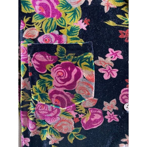 Vintage Jeanology Long sleeve Rose Floral Velvet Button Up Top Women 6 retro - Picture 9 of 10
